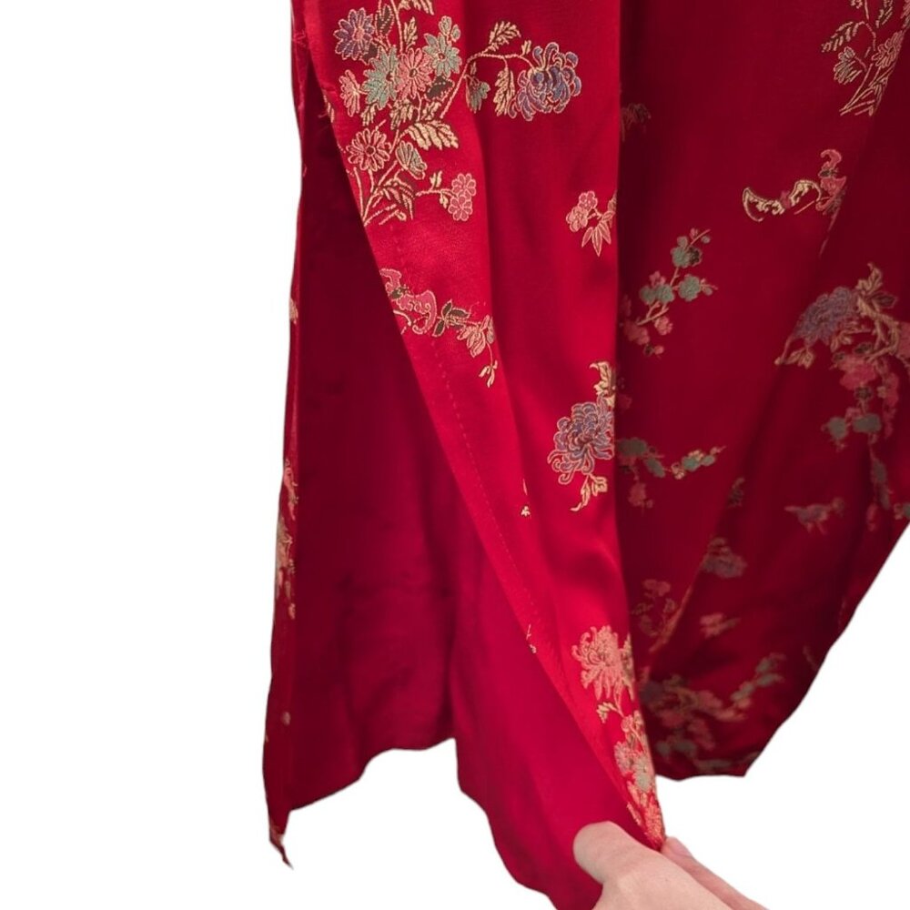 Vintage Y2K Finesse Red Chinese Oriental Asian Satin Sheath Dress QiPao Small - Picture 7 of 8